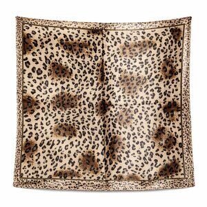 Leopard Print Satin Scarf 20x20 Women's Hair Tie Neck Wrist Wrap